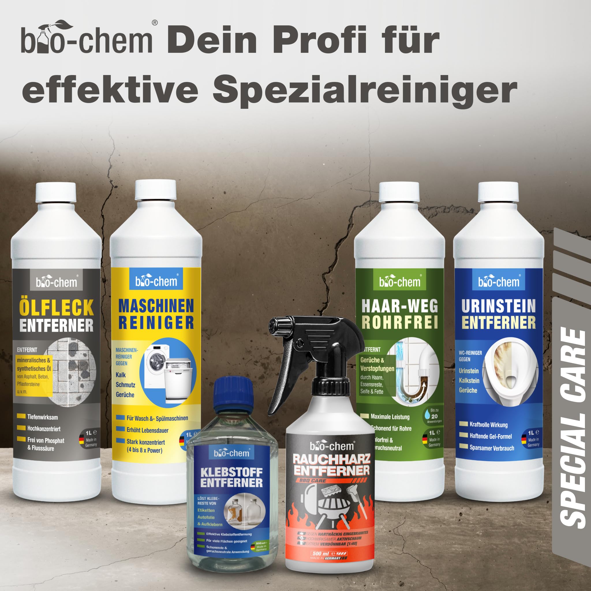 bio-chem Ölfleckentferner 2x 1L für Pflaster & Beton | Zur Entfernung von Ölflecken aller Art auf Pflastersteinen, Beton und Asphalt