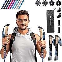 Vista 7 de Bastones de Senderismo para Hombre y Mujer - Bastones Plegables de 14.5" para Senderismo, Esquí Nórdico, Mochilero, Ejercicio y Viaje, Juego de 2