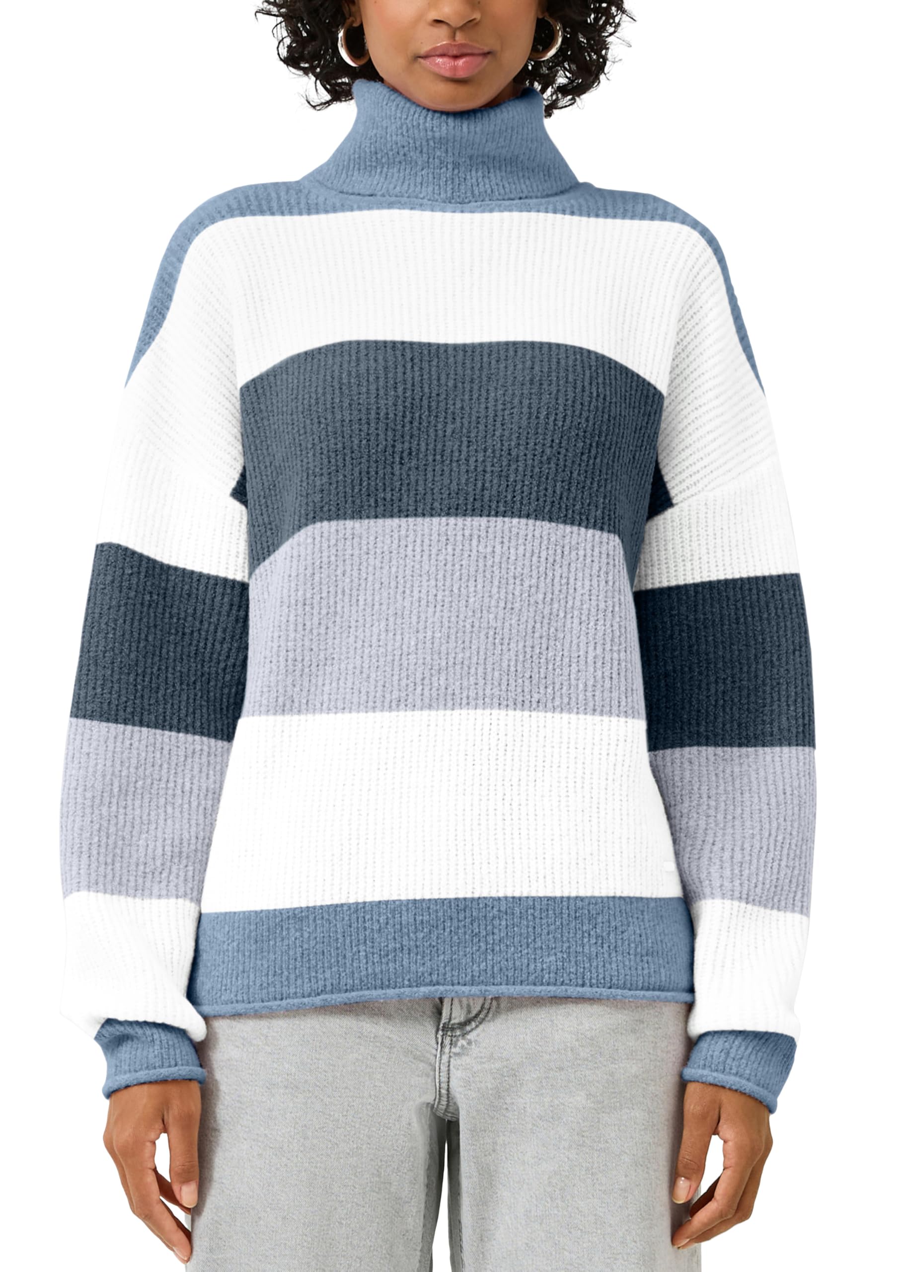 QS Damen 2175297 Pullover mit Blockstreifen (1er Pack)