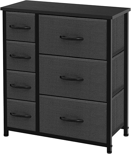 AZL1 Life Concept Torre de almacenamiento vertical para aparador, marco de acero, parte superior de madera, contenedores de tela fáciles de tirar,