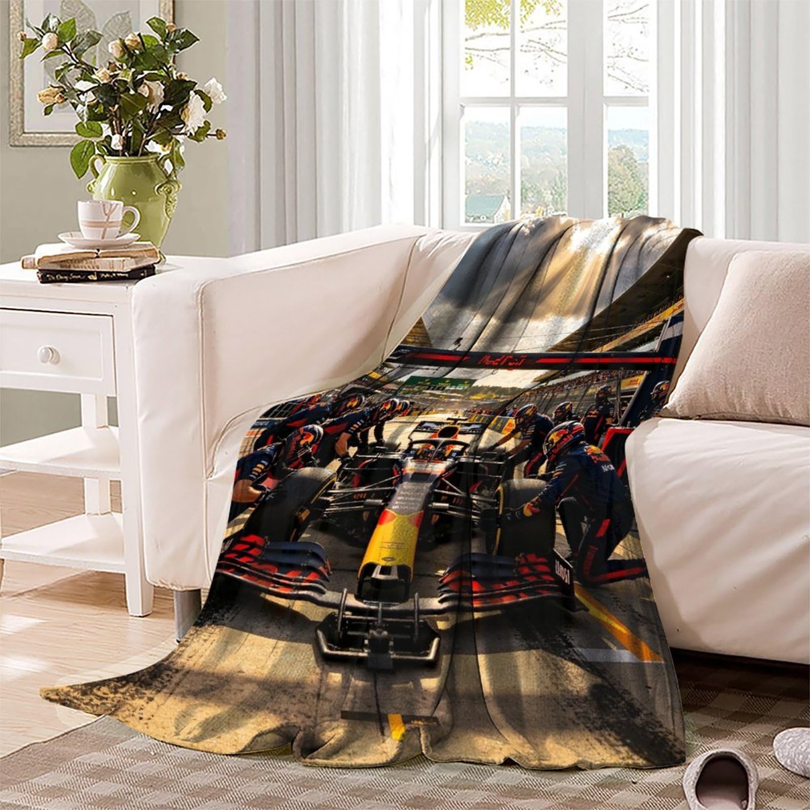 60x80 cali (150 x 200 cm) Pokrowiec Formulaa Racing 340 GSM, miękka, lekka i oddychająca kołdra na wszystkie pory roku Pit Stop Koc polarowy podróżny