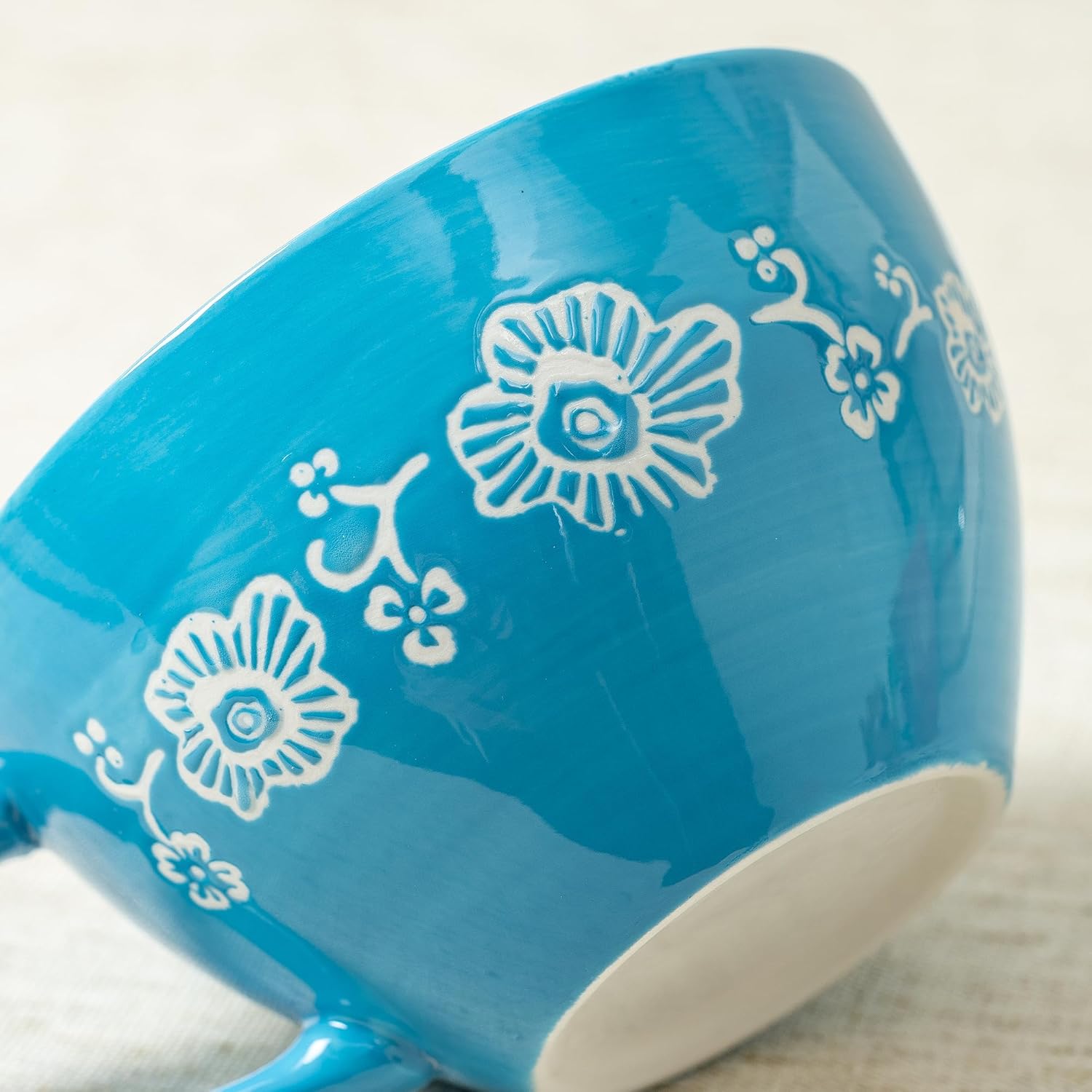 Boho Coffee Mug Set of 4 with Coffee Spoon, Ceramic Large Cups 15 oz/ 450ml, Porcelain Cups for Latte, Tea, Cappuccino, Cocoa, Soup, Dishwasher Microwave Safe, Gift Set Bohemian Style - Image 6