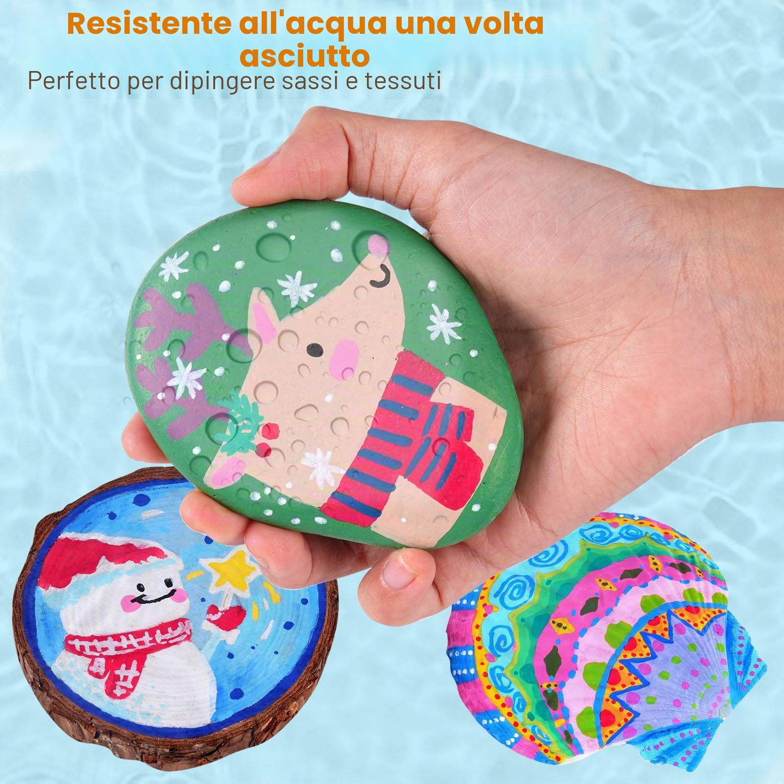 Efimeso 240 Colori Pennarelli Acrilici, Pennarello Vernice Acrilica a Pennello a Base Acqua, Pennarello Vernice Acrilica per Roccia, Tela, Legno, Pietra, Ceramica, Vetro, Tessuto