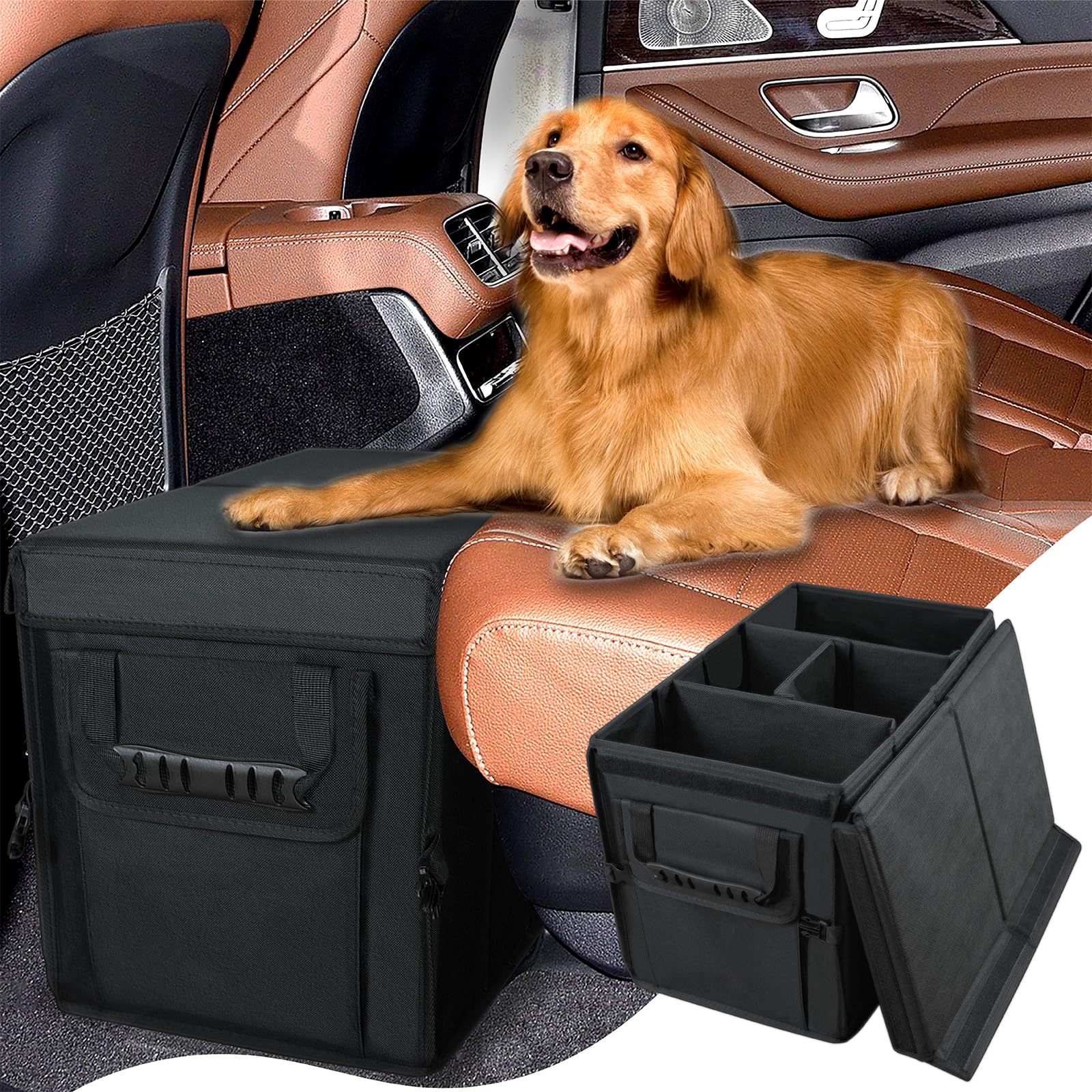 Car Seat Extender for Dogs, Backseat Extender for Large Dog up to 180 LBS, Foldable Back or Front Seat Extender for Most Cars Car Organizer Gap Filler