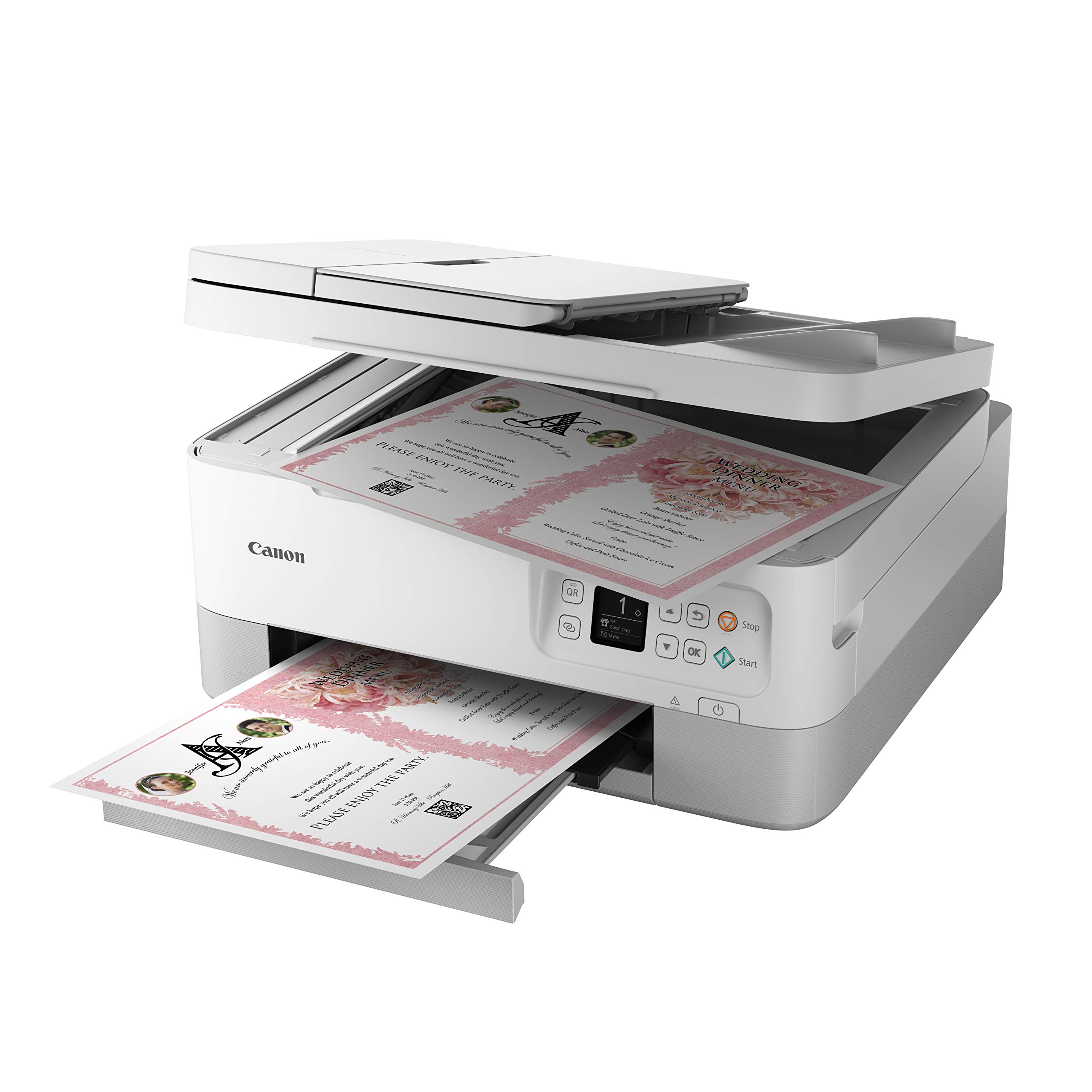 Canon PIXMA TS7451 Farbtintenstrahldrucker Multifunktionsdrucker DIN A4 (Scanner, Kopierer, Fotodrucker, OLED, 4.800 x 1.200 DPI, USB, WLAN, Print App, Duplexdruck, 2 Papierzuführungen), weiß