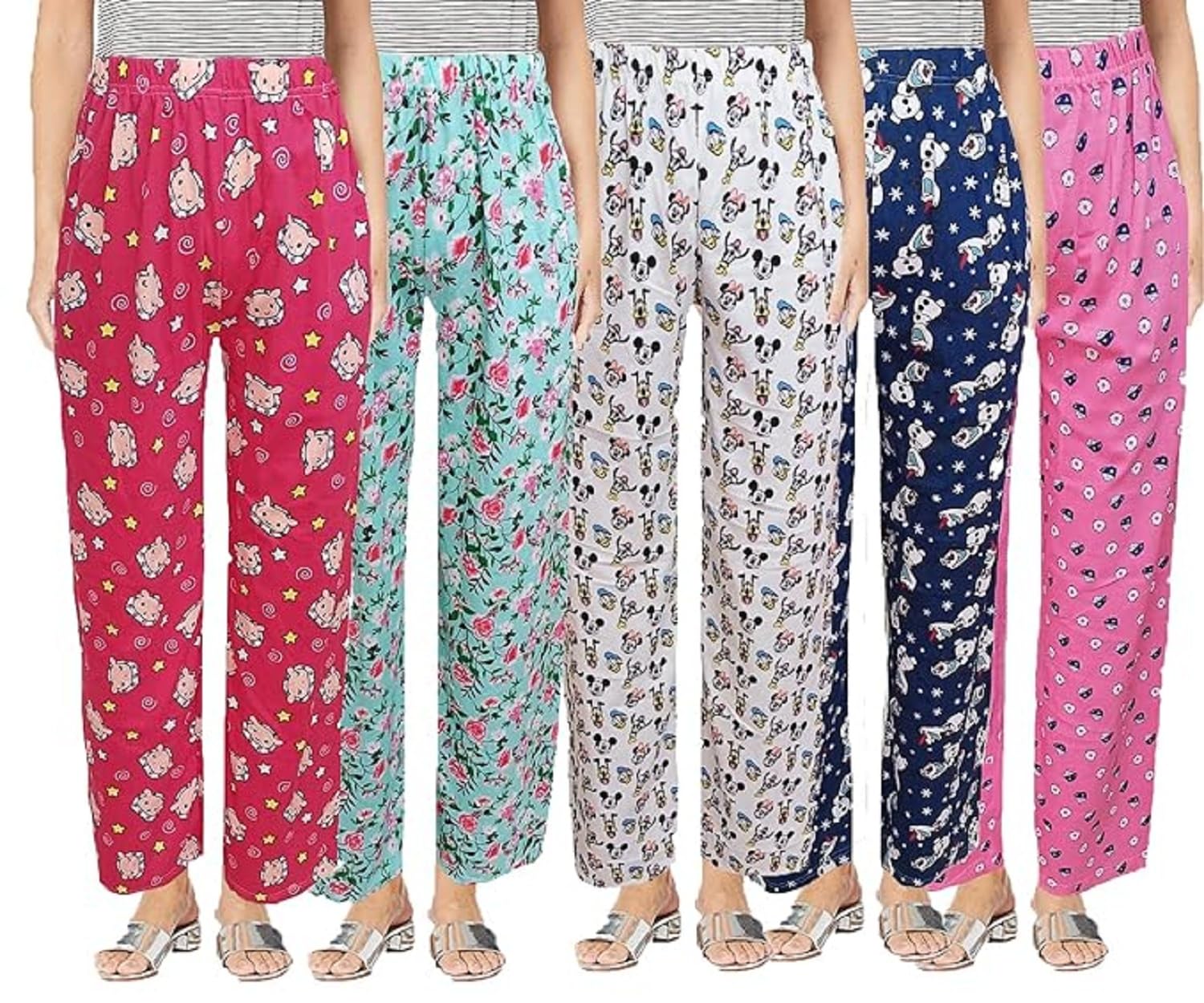 Women Printed Pajama Lounge Wear Pack of 5 Lower Bottom Wear Cotton Casual Track Pant Jogging Pant,Night Lounge Lingerie Wear Bottom Pants Multi Prints Color Assorted Pyjama-image-29