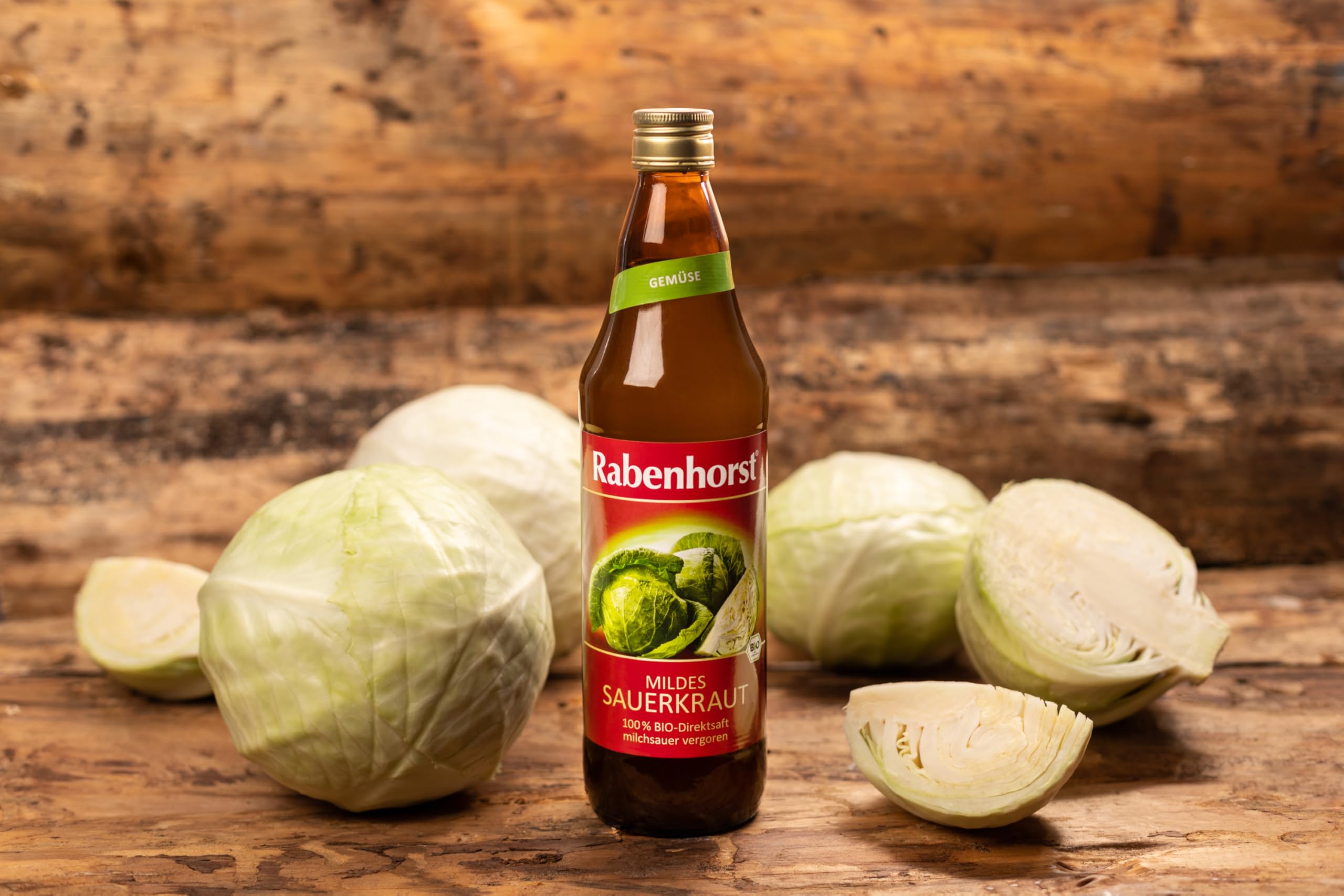 RABENHORST Mildes Sauerkraut BIO 6er Pack (6 x 700 ml) - Milchsauer vergorener Sauerkraut - Direktsaft | Milchsauer vergorener Sauerkraut-Direktsaft
