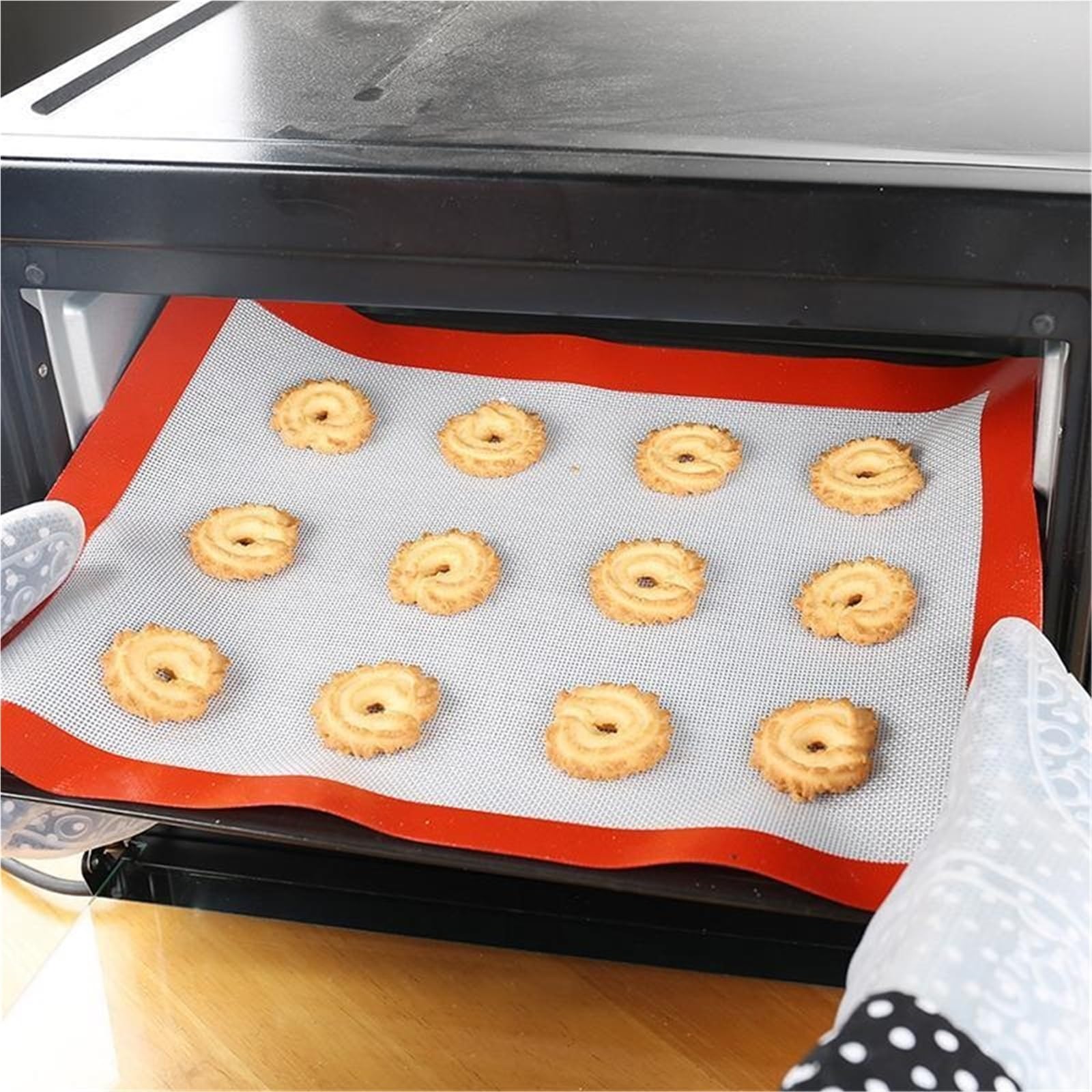 2 pezzi tappetino da forno antiaderente macaron fondente for biscotti foglio strumenti for pasticceria for pasta rotolante for torta cucina Per Biscotti, Impasti(42x29.5cm)
