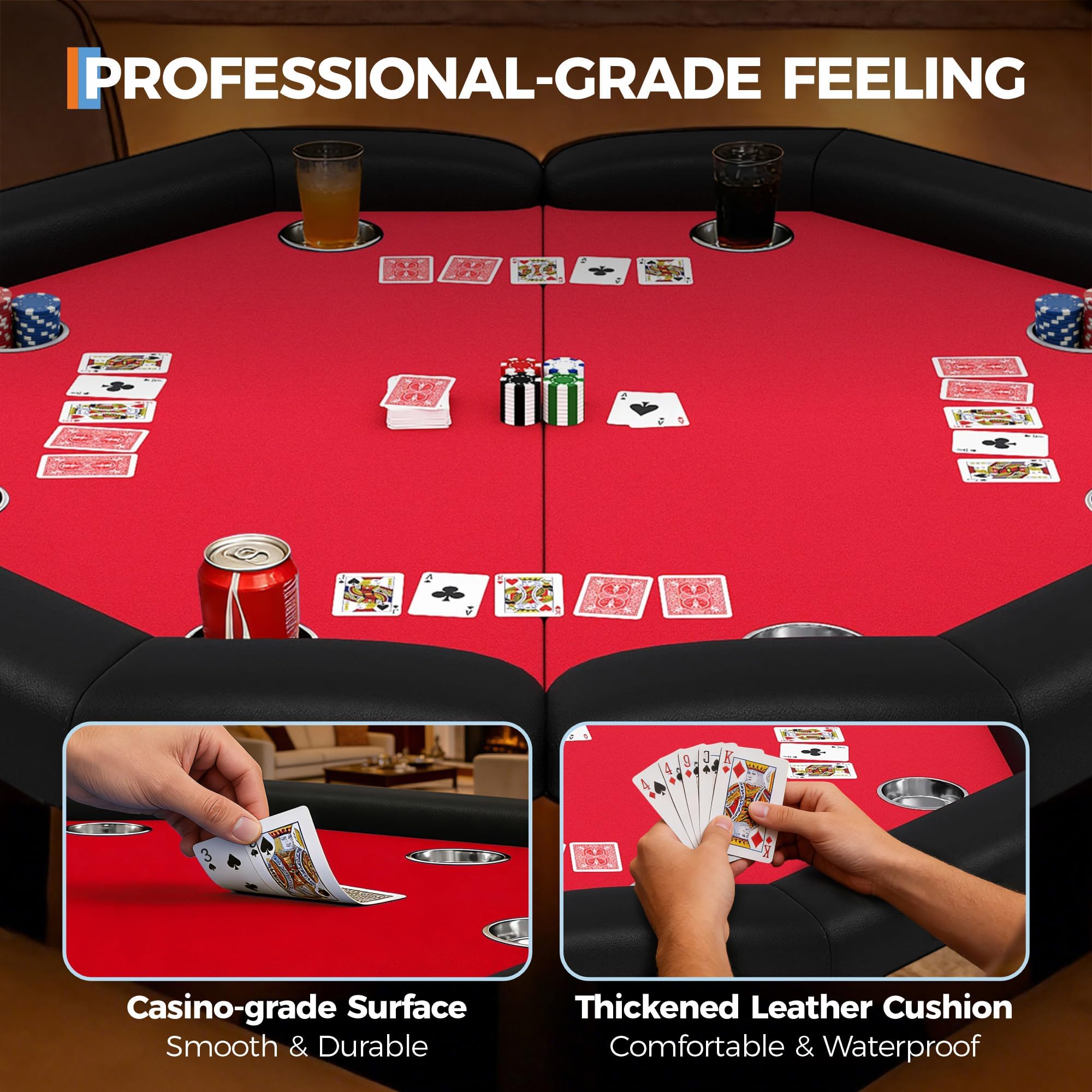 Garvee Tavolo Da Poker Ottagonale Pieghevole, 122 cm Per 8 Giocatori