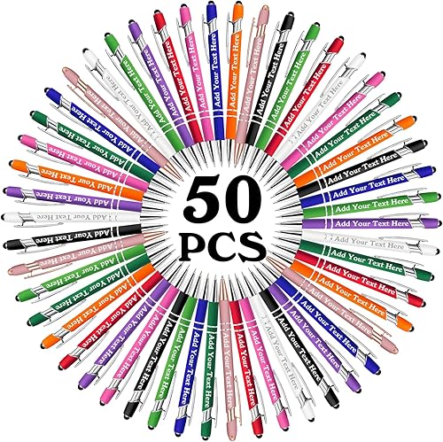 Miniatura 29 de Bolígrafos personalizados a granel grabados personalizados con punta de lápiz capacitivo, bolígrafos personalizados de tinta negra, regalos