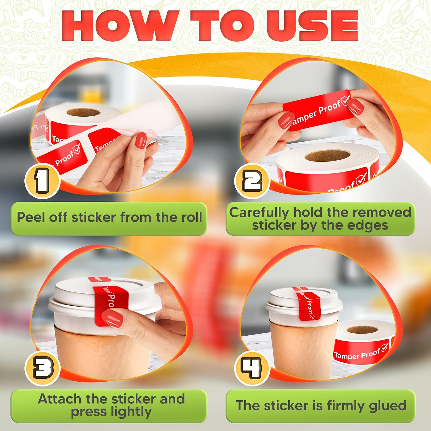 Durable Tamper Proof Stickers, 250 Pack, 1 x 3 in, Strong Adhesive