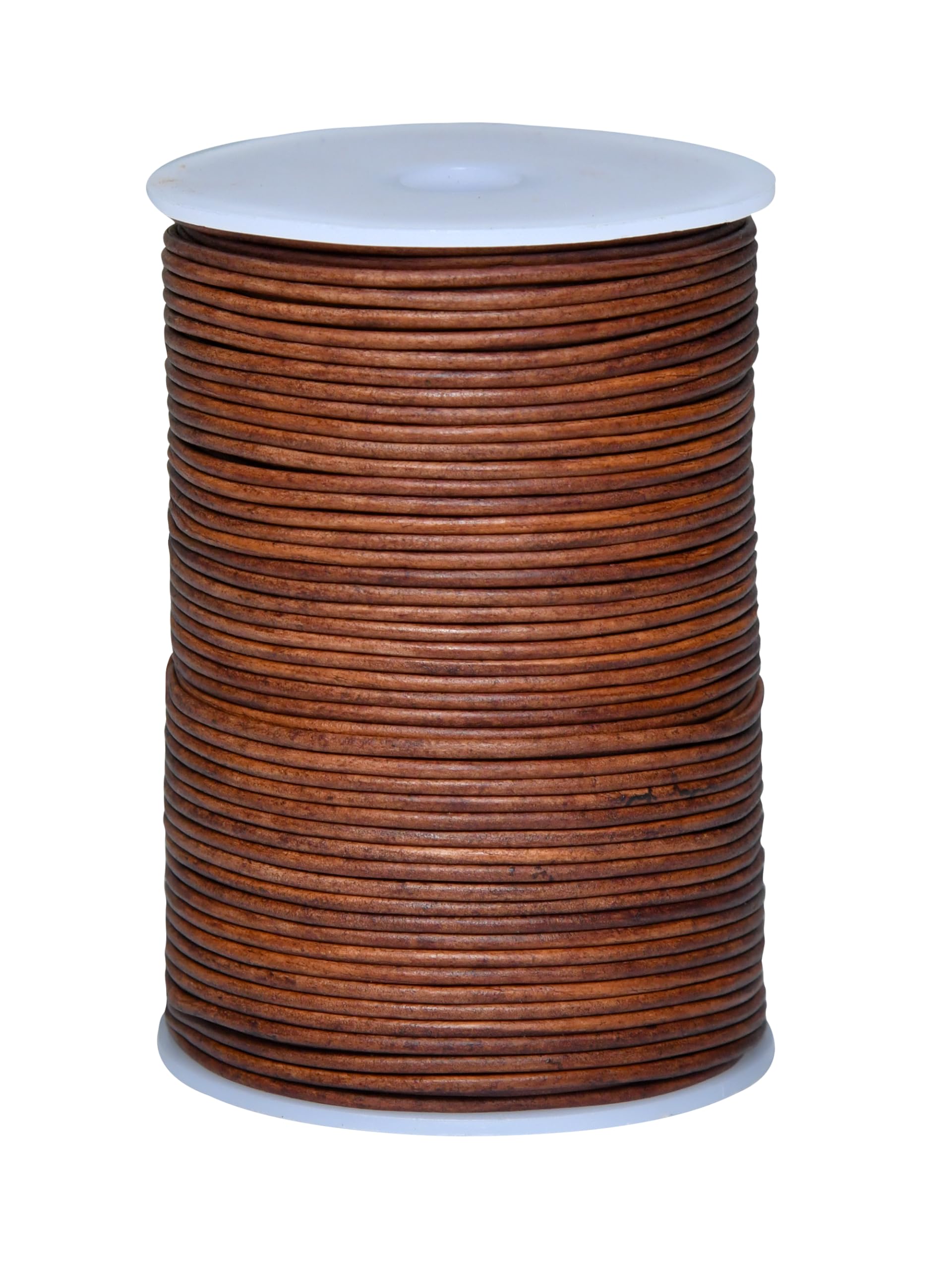 Cords Essentials Distressed Saddle Round Genuine Leather String Cord, Rope For Jewelry Making, Necklaces, Bracelets, Kumihimo Braiding, Wraps, Crafts And Hobby Projects (, 2.0 Mm)