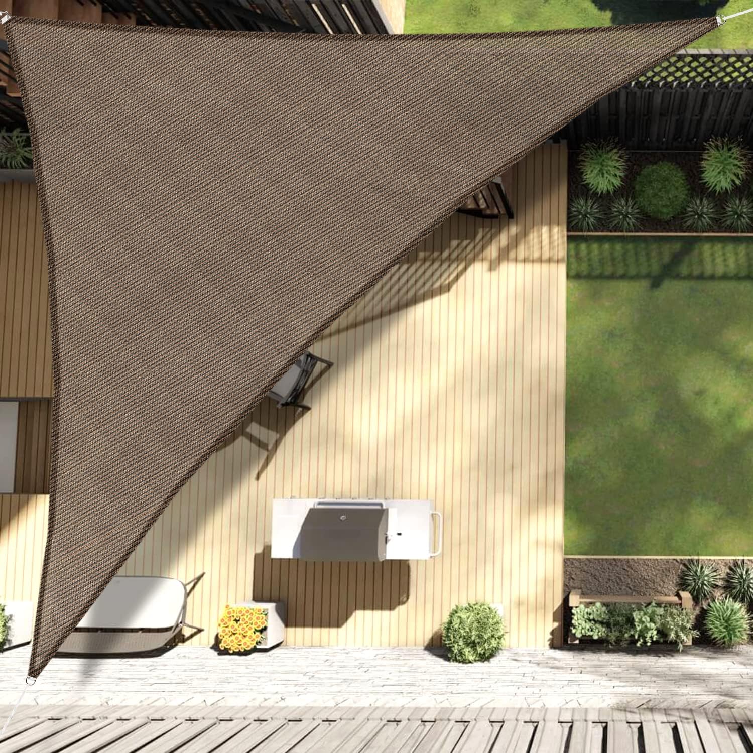 Coarbor 12'x12'x17' Sun Shade Sail Right Triangle Canopy Sunshine Block Heavy Duty Shade Fabric Cover for Outdoor Pergola Yard Patio Deck Carport Garden (Brown)