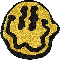 Vista 9 de Estmy Linda alfombra redonda hippie Funky de 3 pies para baño, dormitorio, cocina, antideslizante, lavable, cara feliz, blanco, negro, marrón