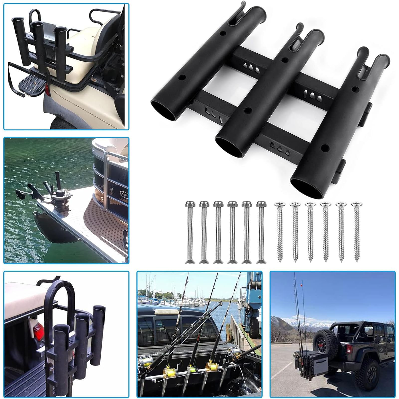 Soportes para cañas de Pescar, Soporte para caña de Pescar de 3 Tubos, Soportes para cañas de Pescar montados en la Pared, Soportes portátiles para caña de Pescar para Barcos, Garaje, Enfriador