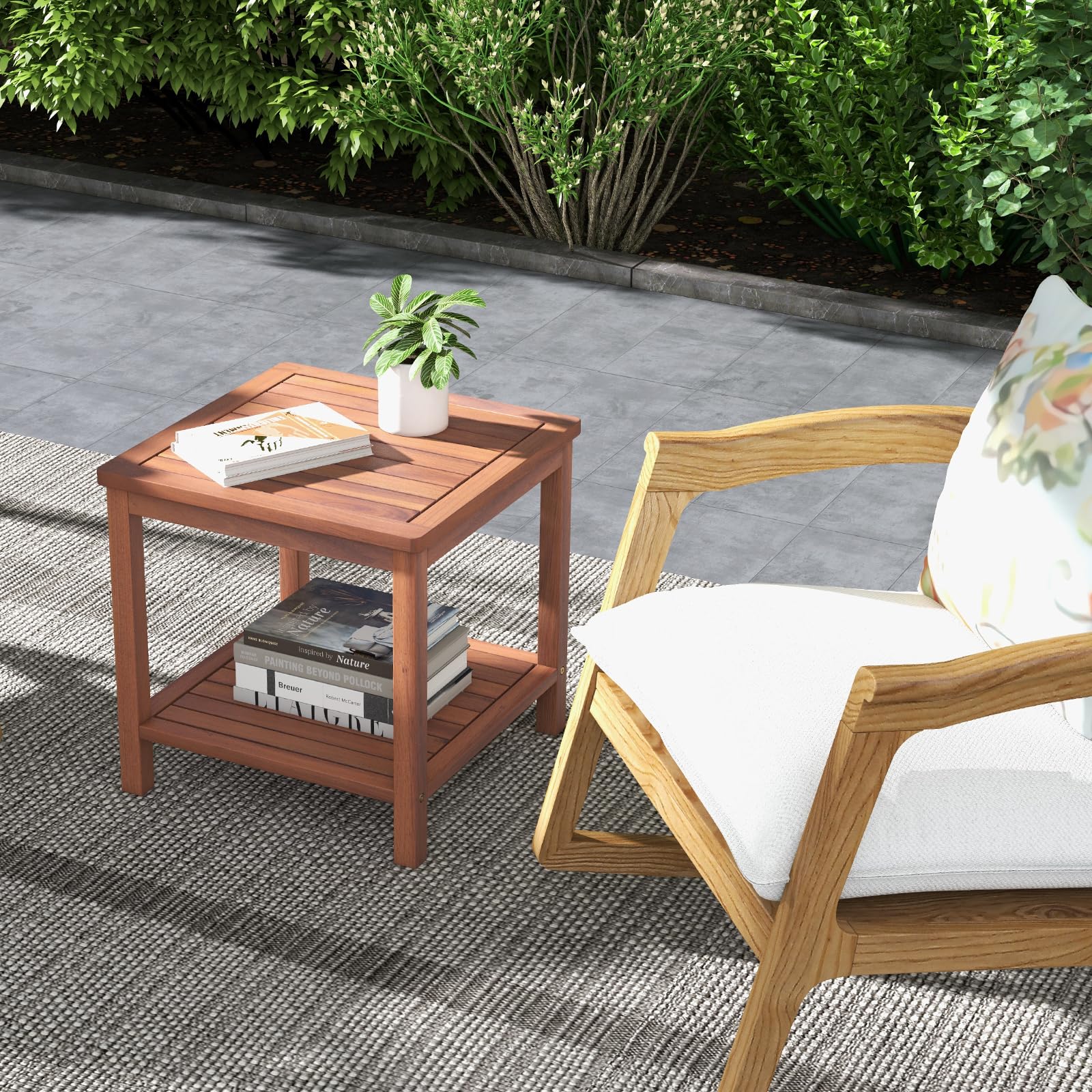 Tavolino Da Giardino In Legno Di Acacia A Due Livelli - Design Rettangolare, Per Esterno/interno, Balcone, Terrazza (naturale)
