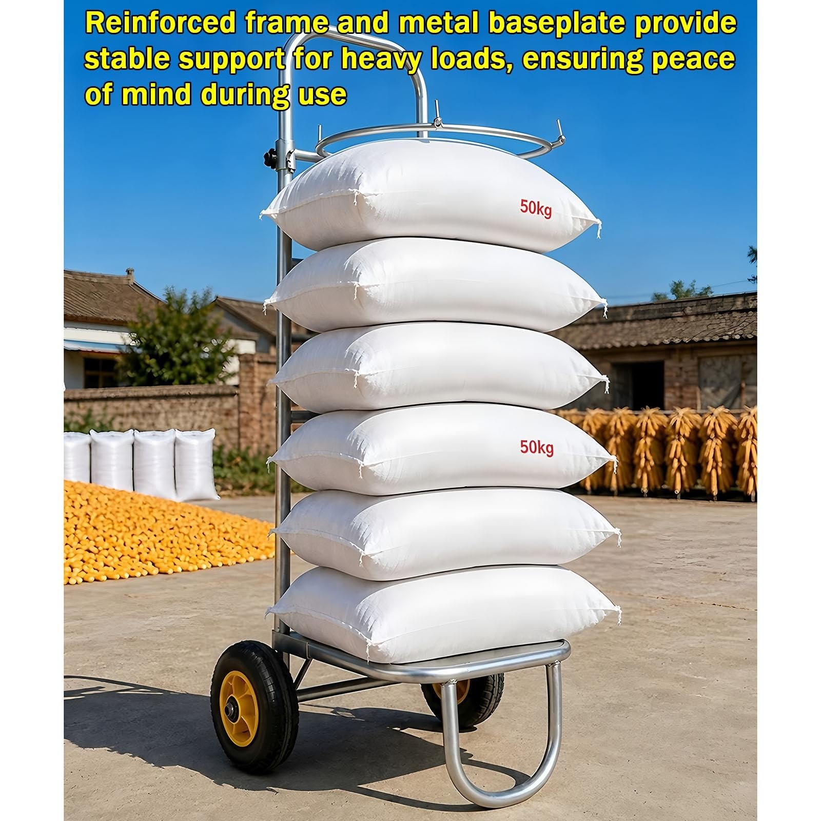 Zfmnoyev Soporte Móvil para Sacos De Grano con Altura Ajustable