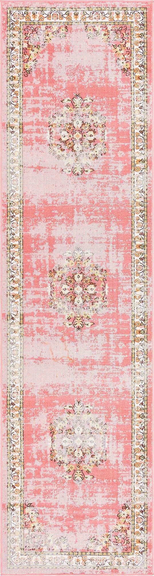 Rugs.com Lucerne Collection Runner Rug – 10 Ft Runner Rose Low-Pile Rug Perfect for Hallways, Entryways
