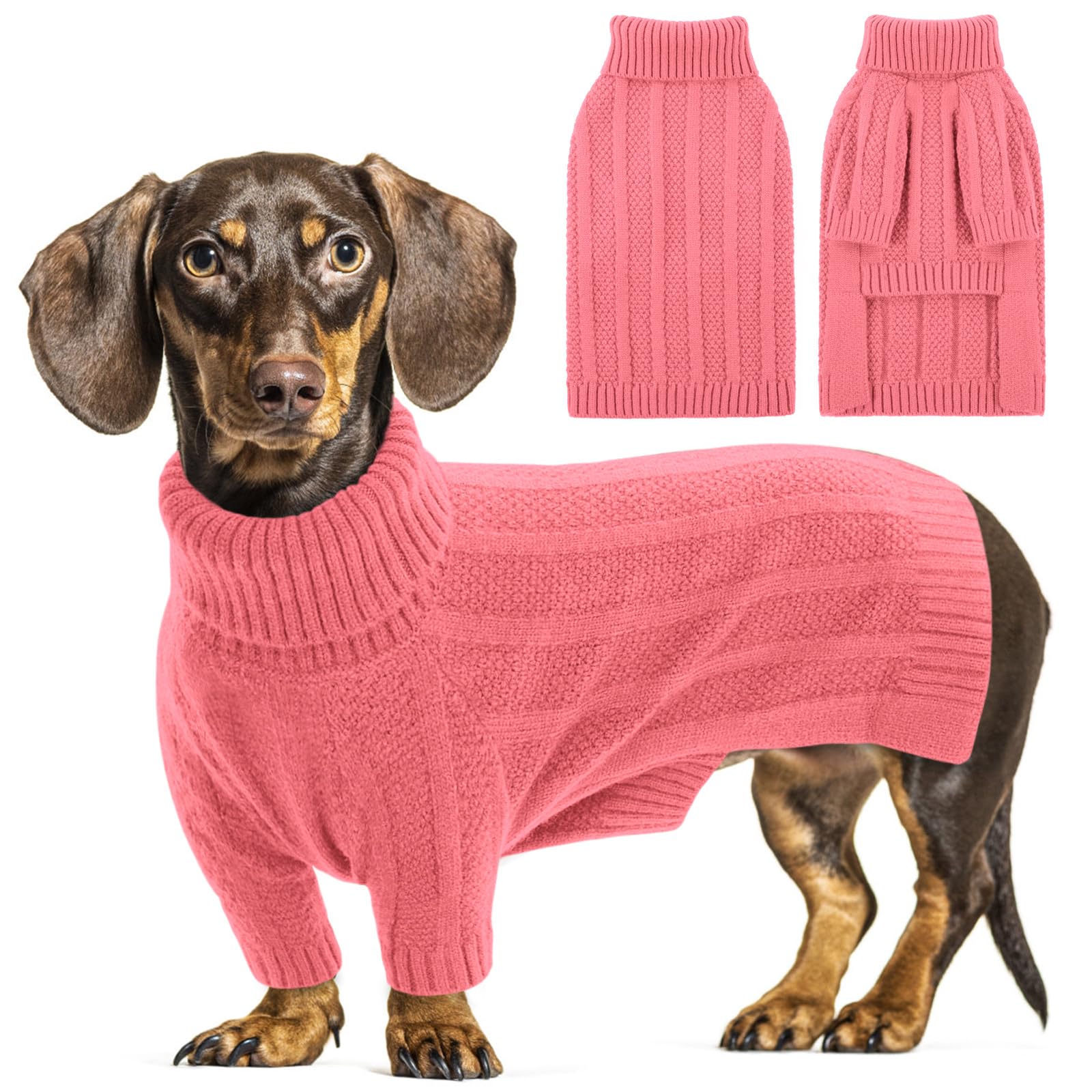 Queenmore Dog Jumpers UK, Small Knitted Turtleneck Puppy Jumper for Boys Girls Yorkshire Poodle, Cockapoo (Pink, S)