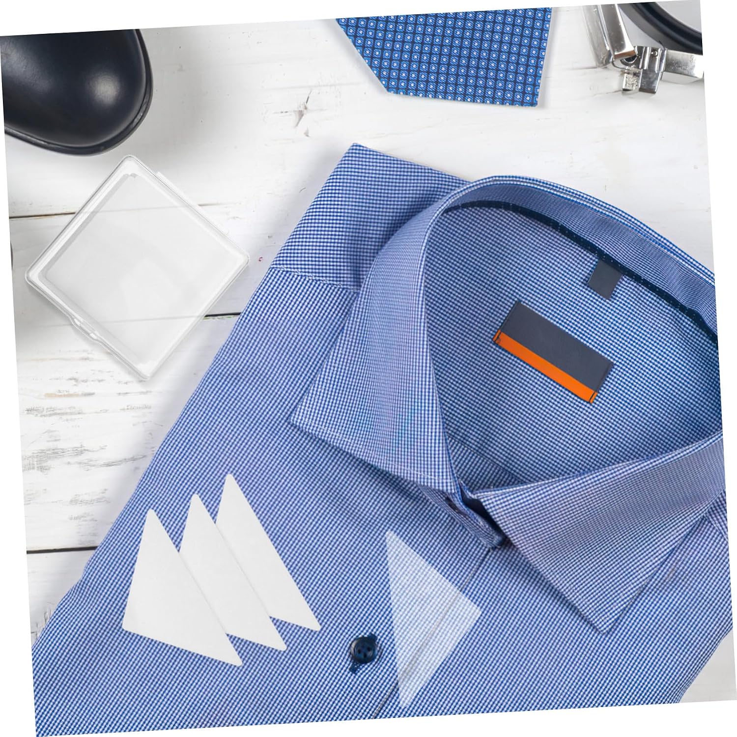 120pcs Men Suit Collar Stays Stickers Pvc Collar Modeling Supports for Formal Shirts -adhesive Application Avoids Puncturing Reusable and
