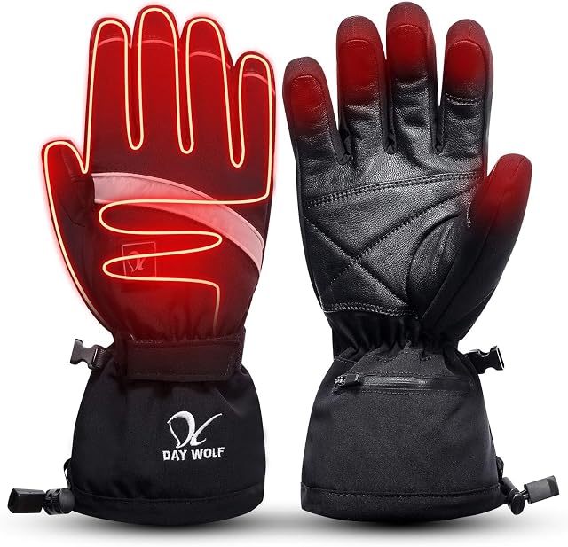 day wolf Heated Gloves, Winter Heating Gloves, Touchscreen Warm Hand Gloves for Outdoor Sports motorcycle Camping Hiking Skiing Skating Cycling Riding
