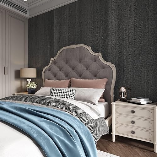 Miniatura 3 de YENHOME Papel de contacto de madera negra de 30 x 200 pulgadas, papel tapiz de madera para despegar y pegar, papel de contacto de grano de madera