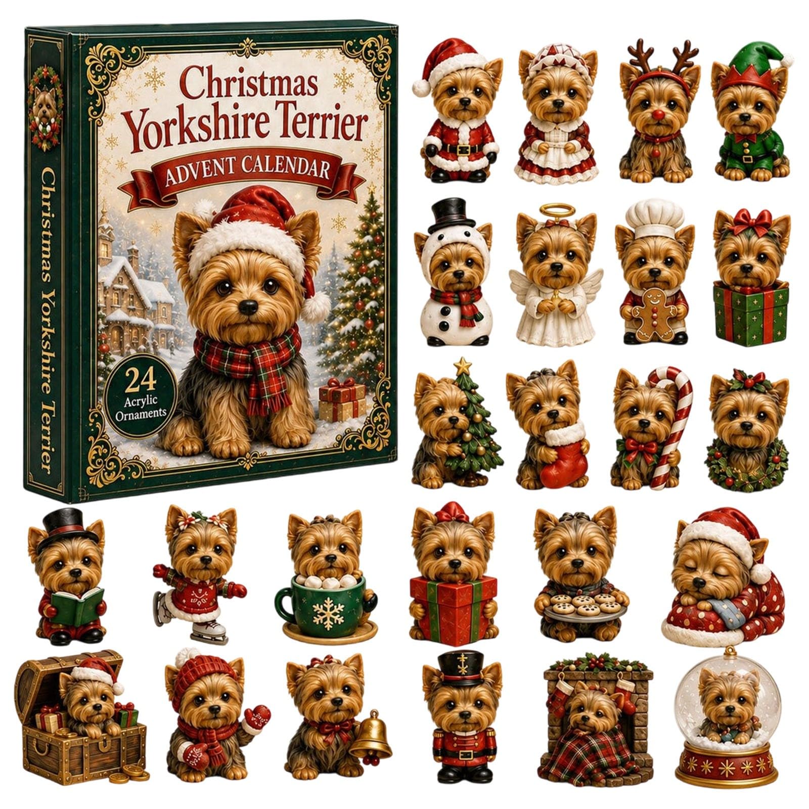 Vacation Yorkshire Terrier Advent Calendar, 24 Days Countdown Calendar