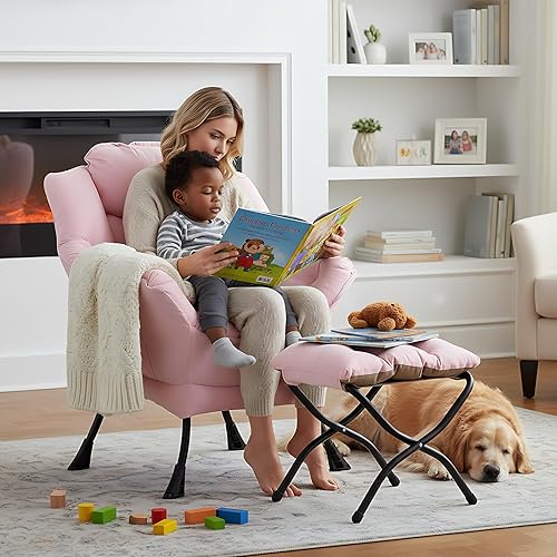 Miniatura 100 de Welnow Silla Lazy con otomana, moderna silla de descanso con reposabrazos y un bolsillo lateral, sillón para sofá de ocio, sillón de lectura