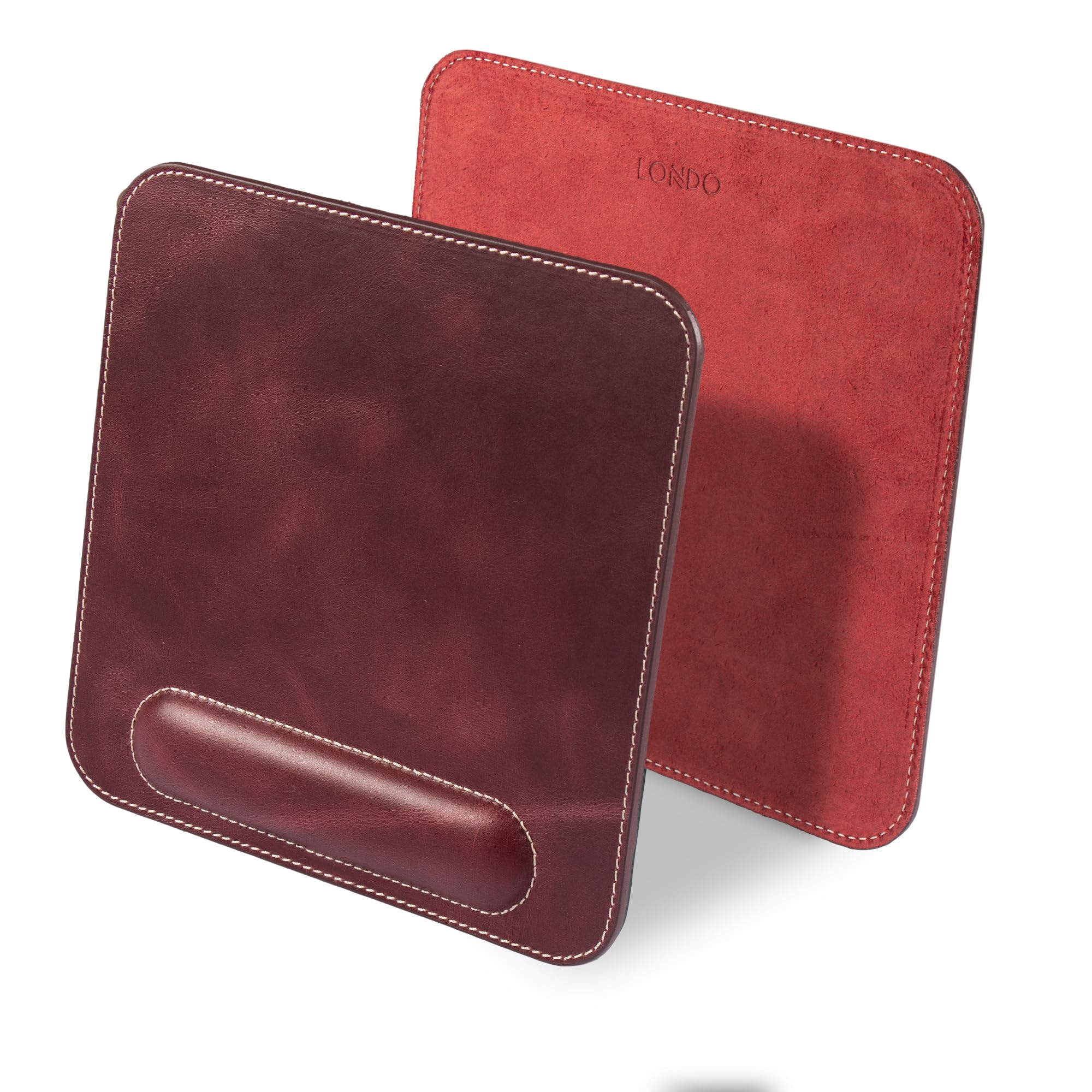 Londo Tappetino Mouse in Vera Pelle con Poggiapolso, Tappetini da scrivania, Mousepad