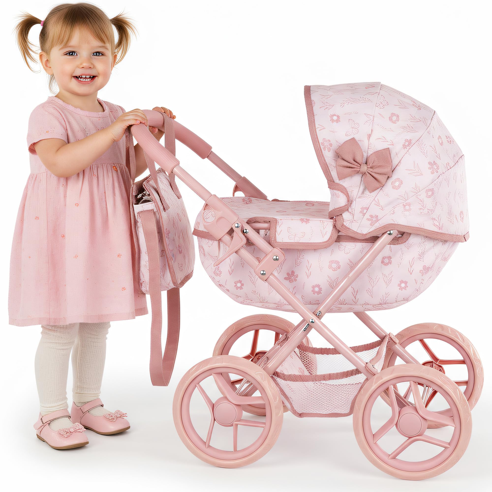 Kinderplay Cochecito de muñecas Profundo con Bolsa y Lazo KP0263A