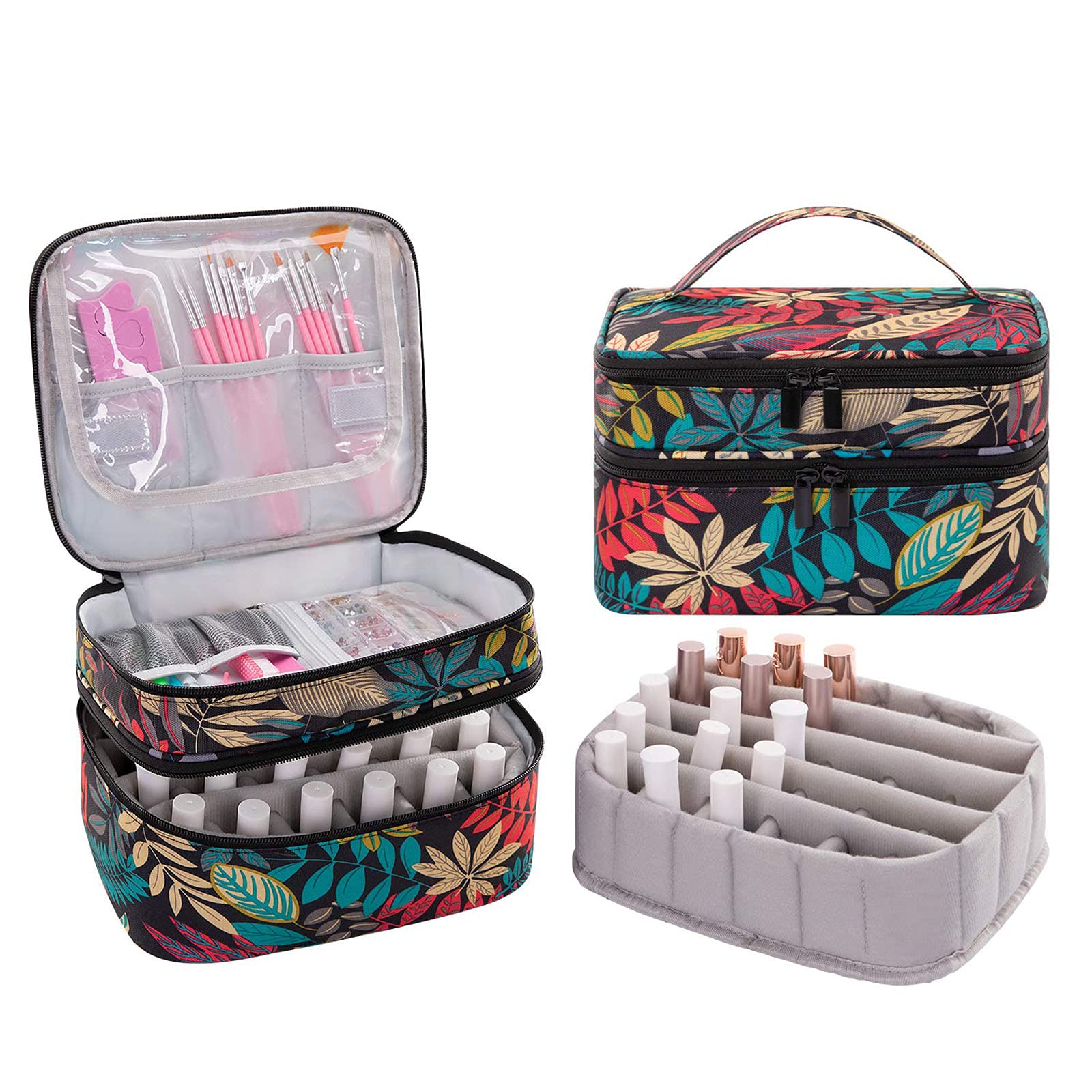 Nagellack-Aufbewahrung, Nagellack-Koffer mit Werkzeug-Organizer, Maniküre-Set, tragbar, weich, Aufbewahrungstasche mit Griffen, Maniküre-Zubehör Kosmetik