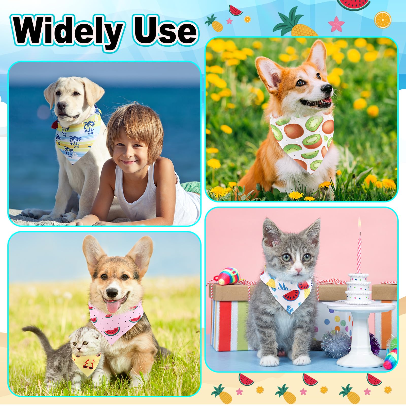 Aliceset Hundehalstücher für Hunde, verstellbar, waschbar, tropisches Dreieckstuch für kleine, mittelgroße und große Hunde, Katzen, Urlaubskostüm-Zubehör, 180 Stück