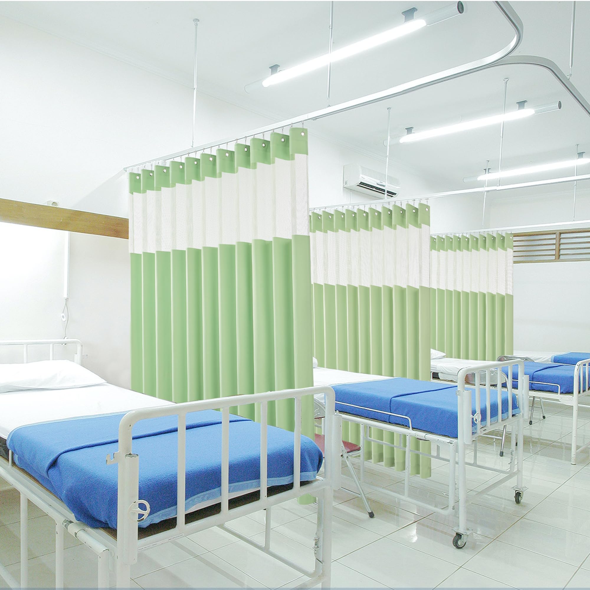 Inherent Flame Retardant Medical Curtain for Hospital Clinic, 5x8ft, Green