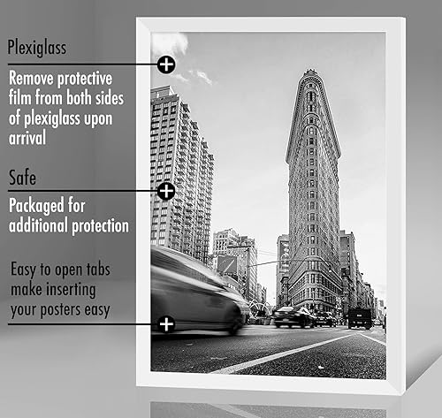 Miniatura 6 de Americanflat - Marco para póster hecho de madera compuesta con plexiglás pulido, posición horizontal y vertical para pared, incluye herrajes para