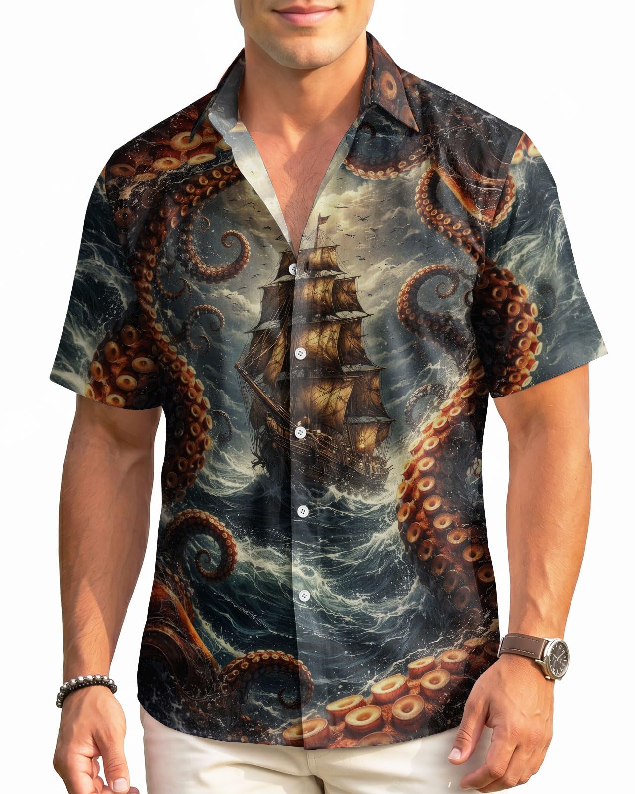 99TIMORO Funny Film Summer Button Down Shirt Men Short Sleeve Top