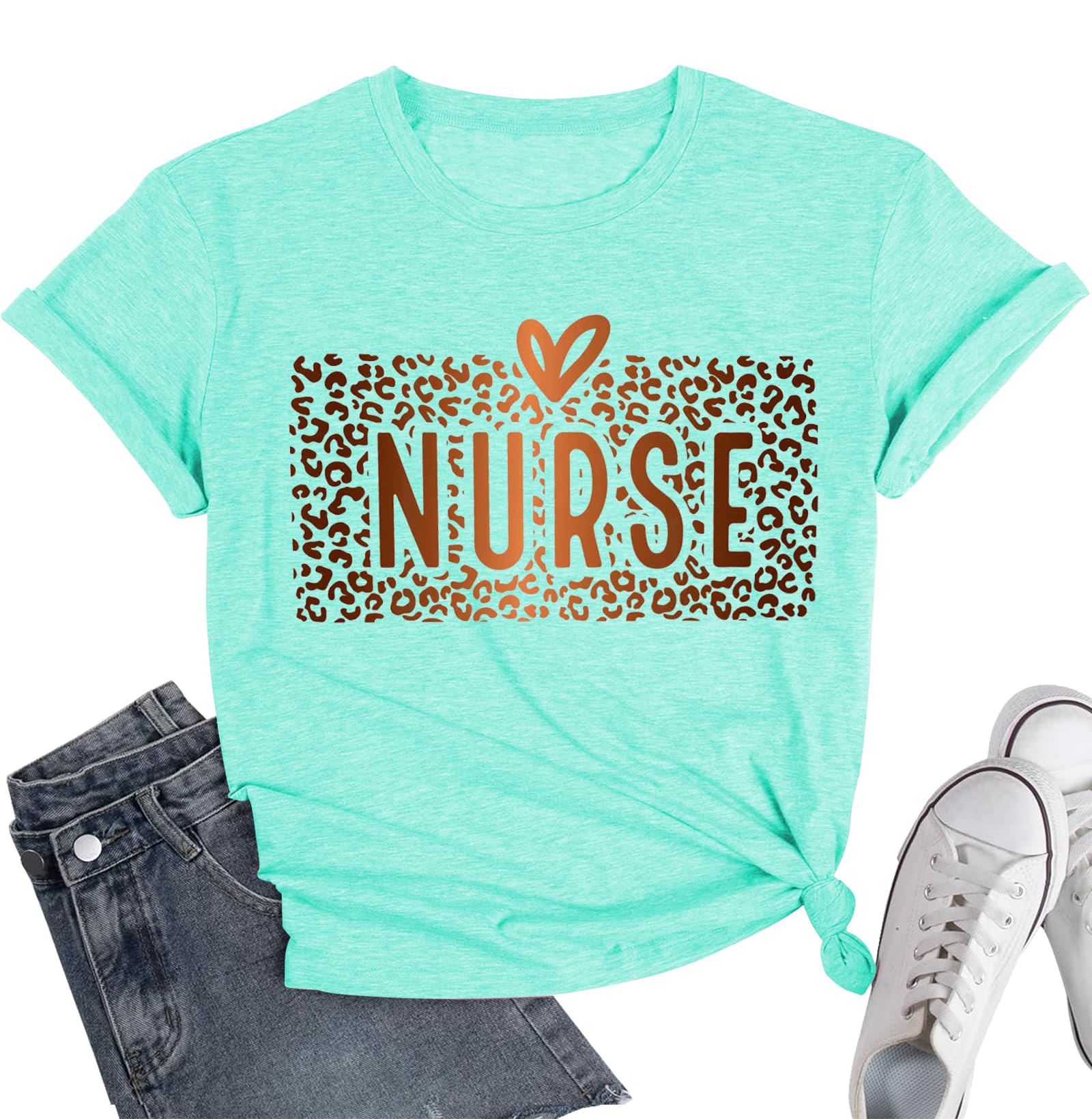 Women Nurse Shirts Nursing Life Letter Short Sleeve Register Nurses Inspirational Tee