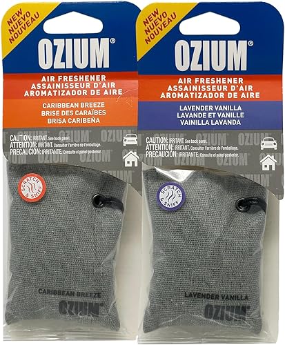 Miniatura 3 de Ozium Ambientadores perfumados para automóvil y eliminador de olores para automóvil, armarios del hogar, zapatos y maletas (brisa caribeña + lino