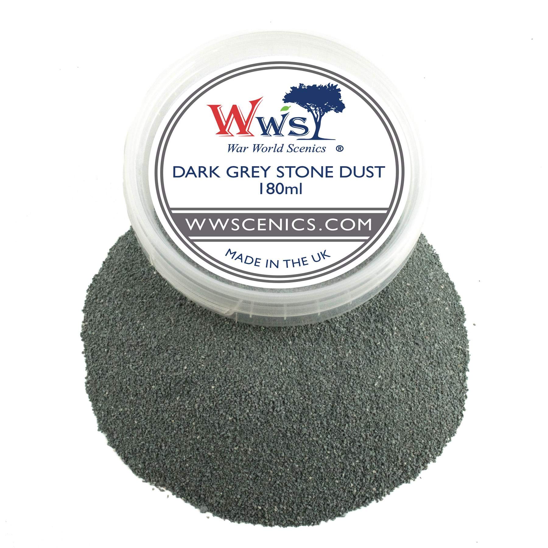 WWScenics Polvere di Rocce Grigio Scuro Extra Fine 0-1mm | 180ml | Modellismo Materiali Paesaggio Scenario Wargame Terrain