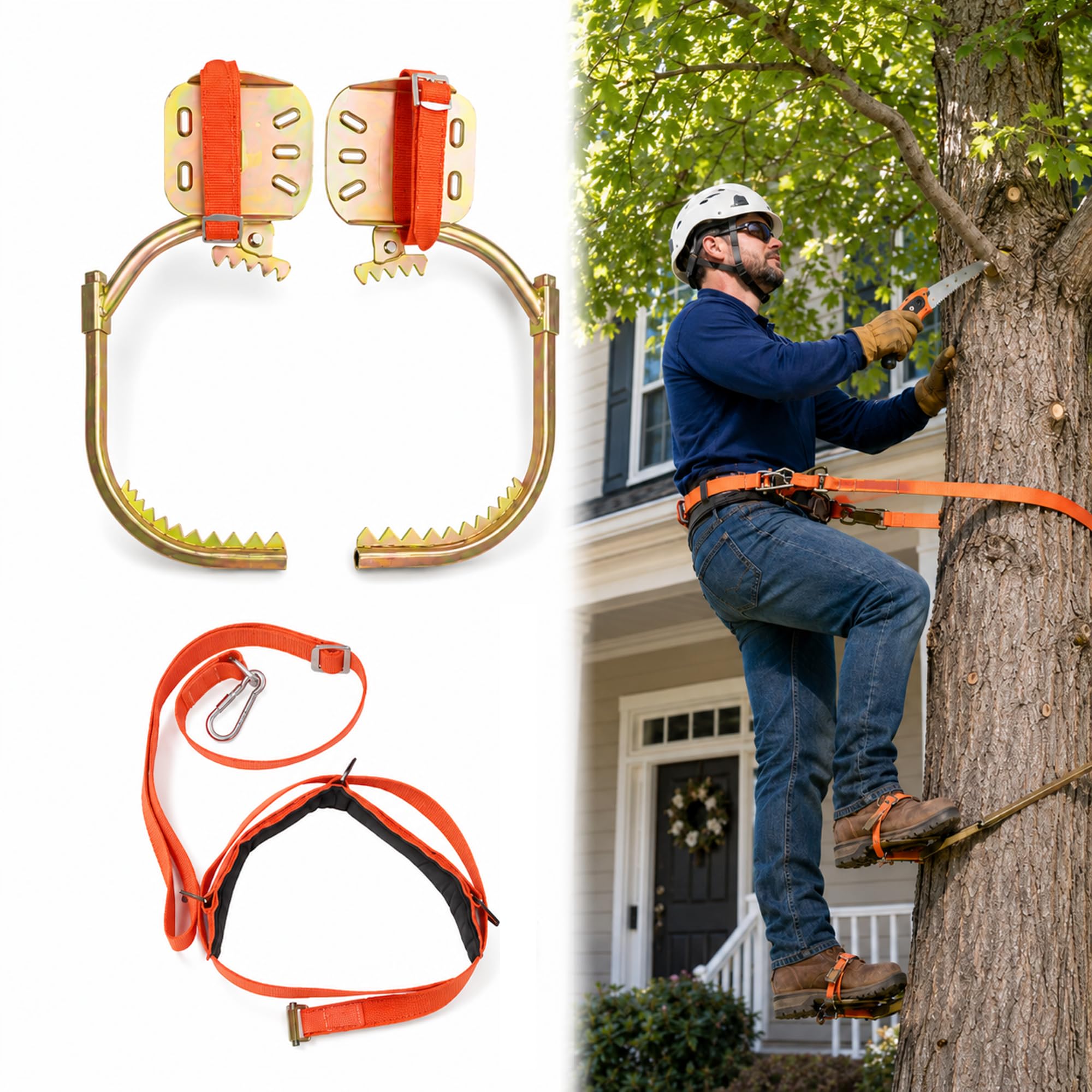 Crampons D’escalade Arbre, Kit D’escalade Poteau électricien, Matériel Escalade Acier Sans Soudure 16mn 118kg, Chaussures Escalade Diamètre Réglable Pour élagage Arbres & Entretien Poteaux électriques
