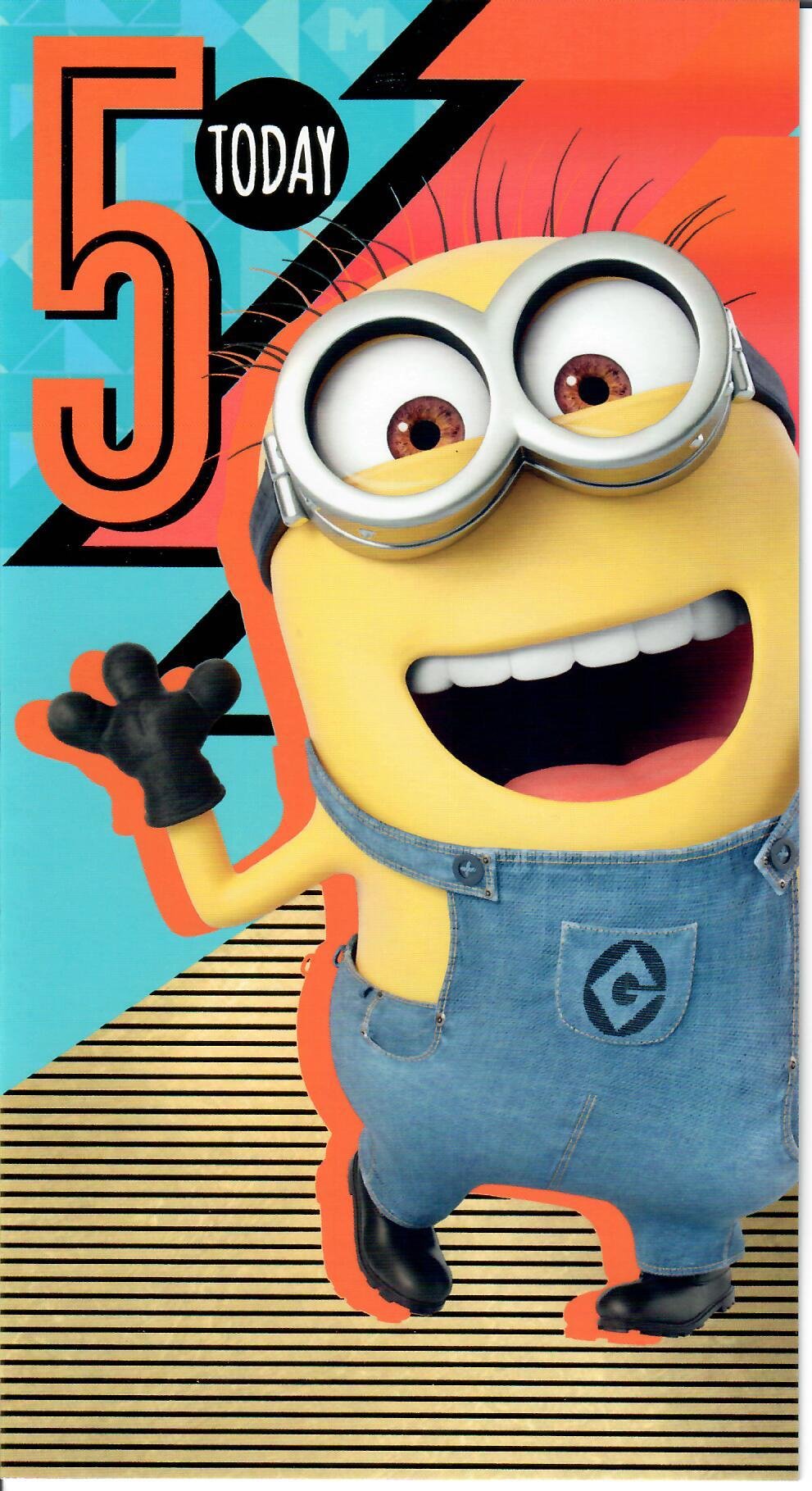 Despicable Me Age 5 Birthday Card