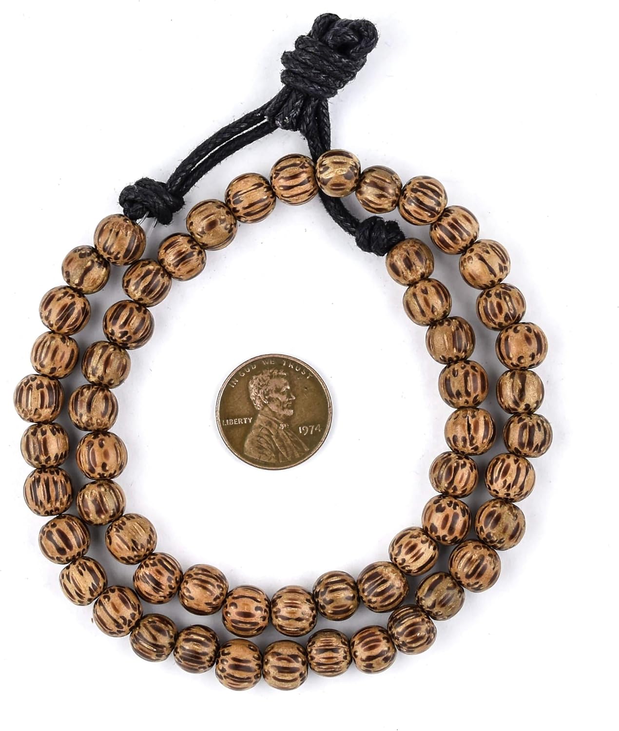 The Bead Chest Natural Palm Wood Beads: Round 8mm Unique Accent Beads Full Strand