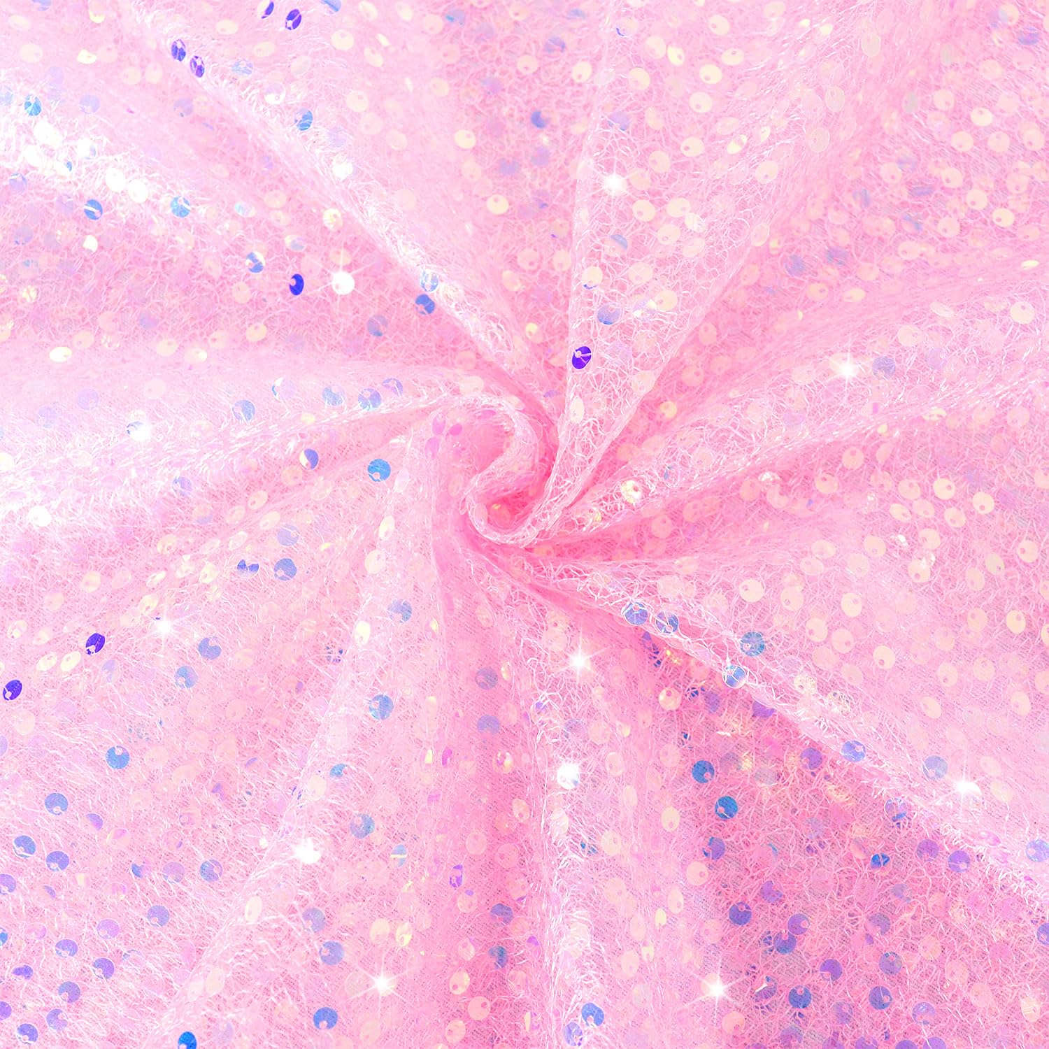 Tissu Pailleté Irisé Rose/vert Sirène - Largeur 46-60", Vendu Au Yard, Base Maille Pour Couture