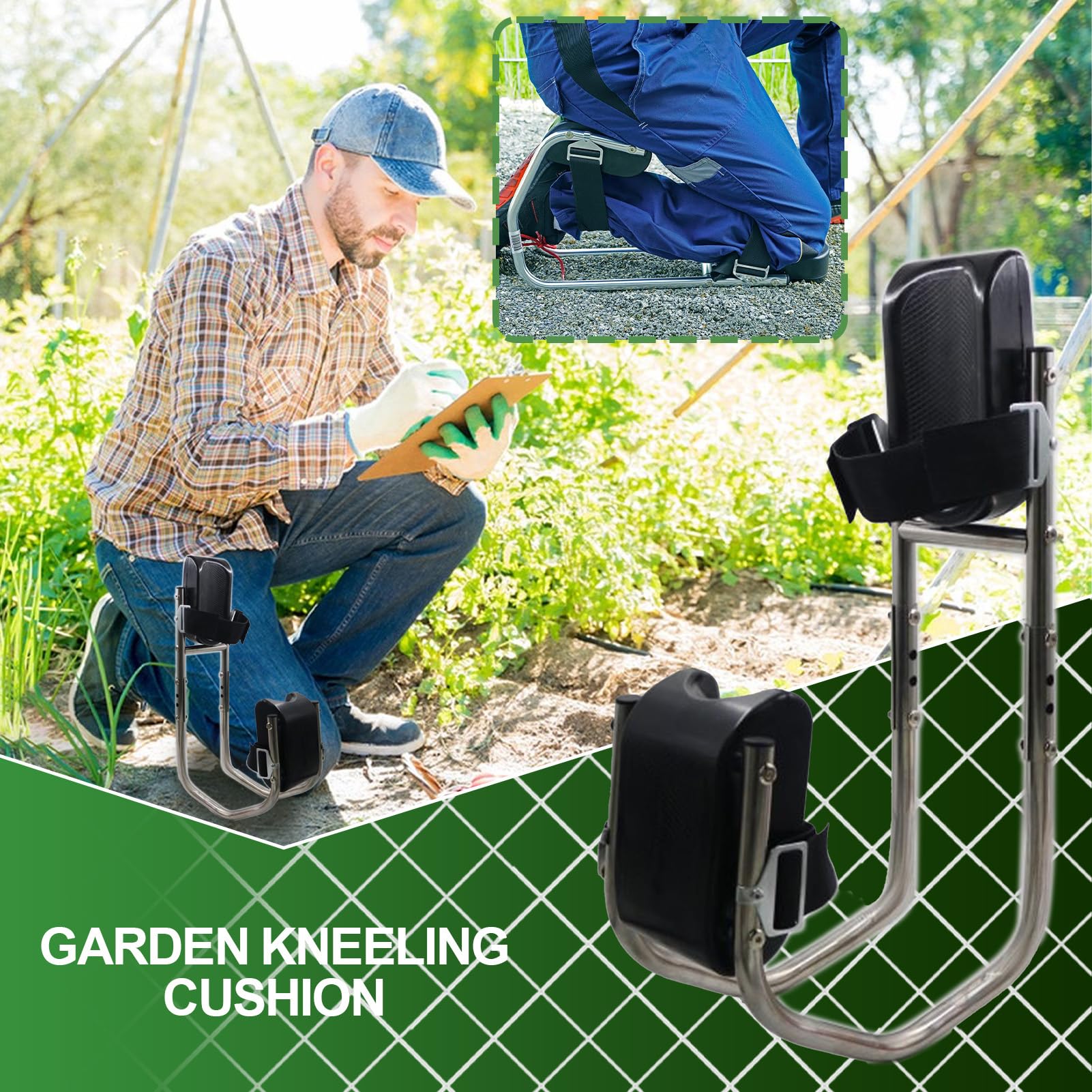 Asiento de Rodillas para Jardinería 2 en 1 Asiento Ergonómico Desmontable | Almohadilla de Rodillas para Jardinería Para Mujeres Hombres Soporte Tobillo Trabajo al Aire Libre Construcción
