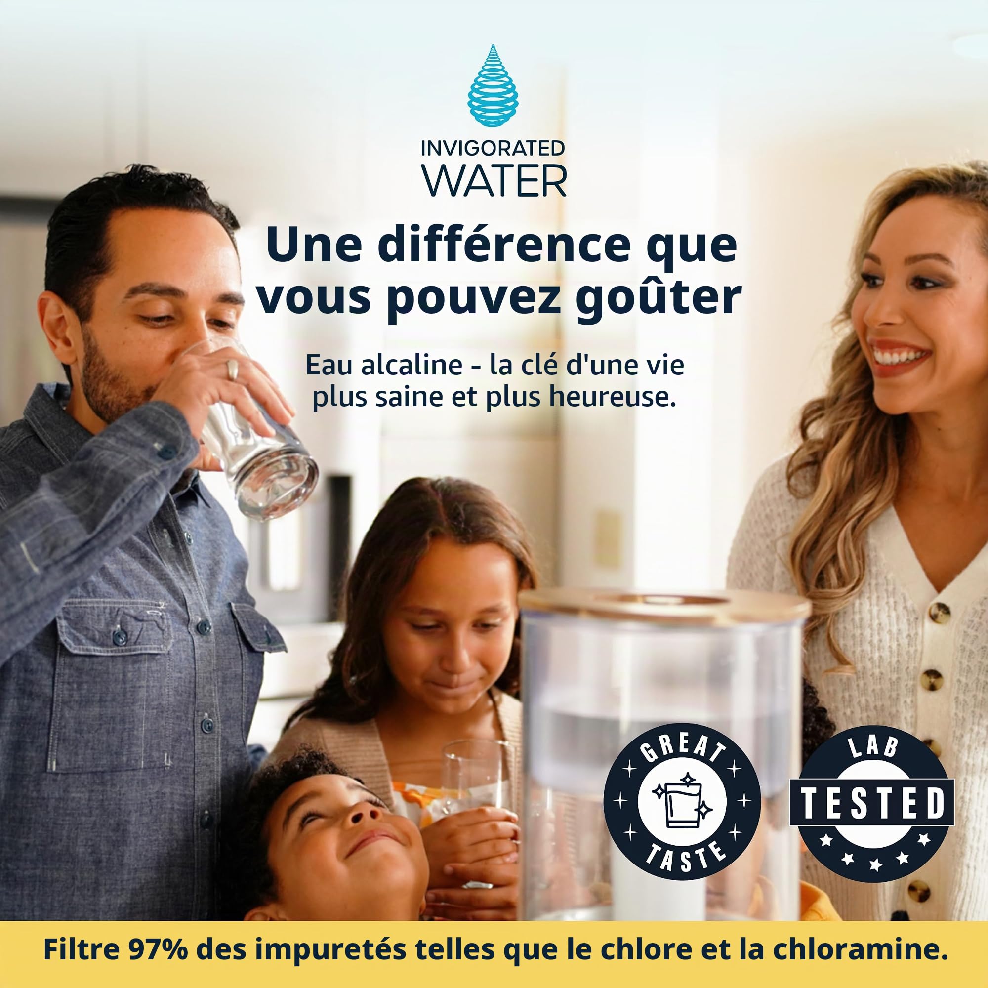 pH RECHARGE - Grand distributeur d'eau filtrée en verre - alcalinisant/ionisant - purifie/adoucit/apporte des minéraux/élimine chlore et polluants/augmente le pH - modèle 2020-9 l