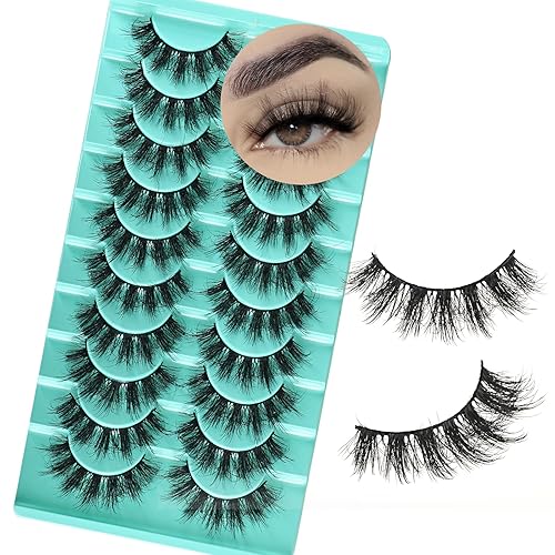 Miniatura 4 de Pestañas de visón, pestañas esponjosas y finas, paquete de pestañas de ojos naturales medianas, juego de pestañas gruesas y pequeñas, banda fina,