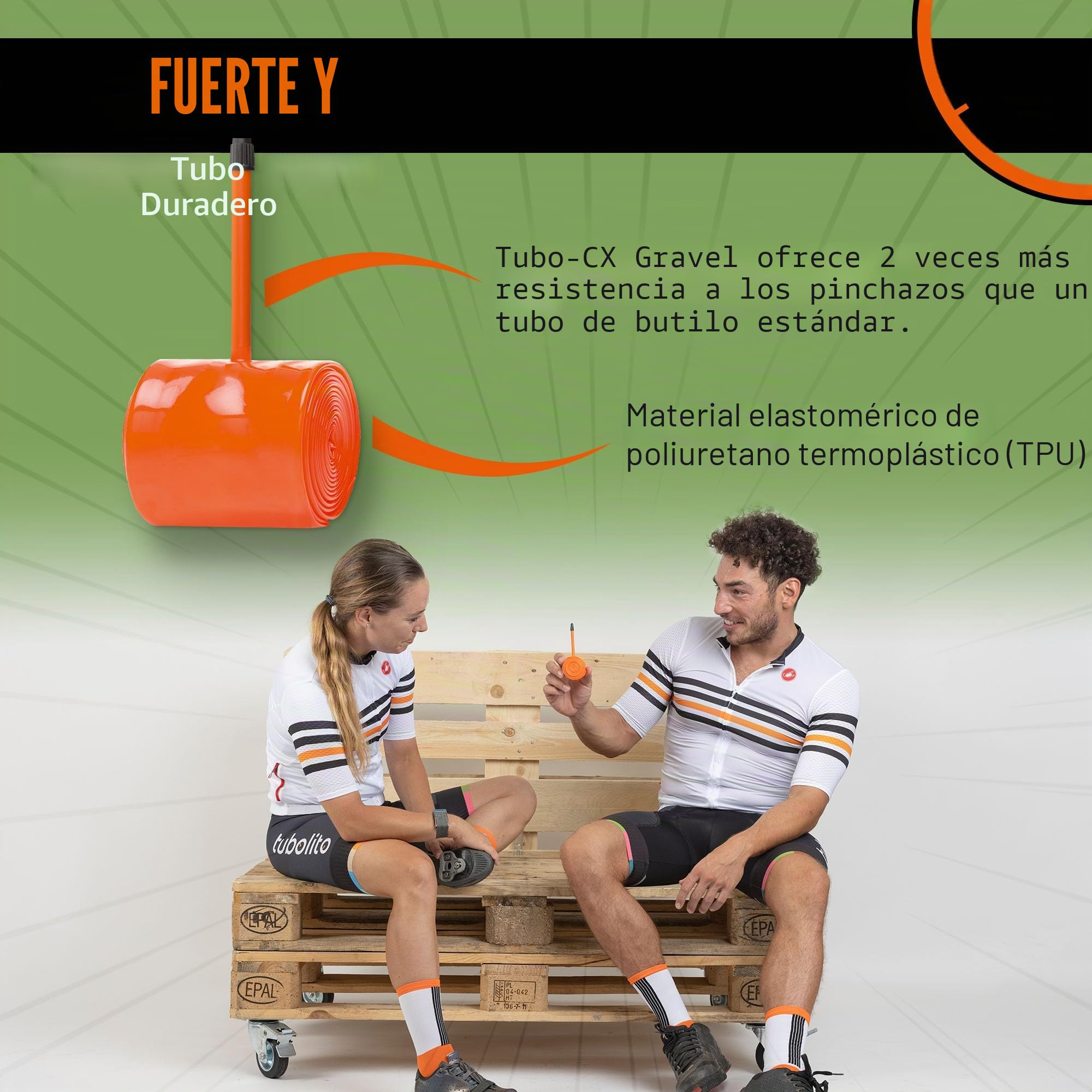 Tubolito CX/Gravel 700C x 32-50 mm, válvula Presta de 42 mm/60 mm, Ligera, Fuerte y compacta, compatibilidad con Llantas y Frenos de Disco
