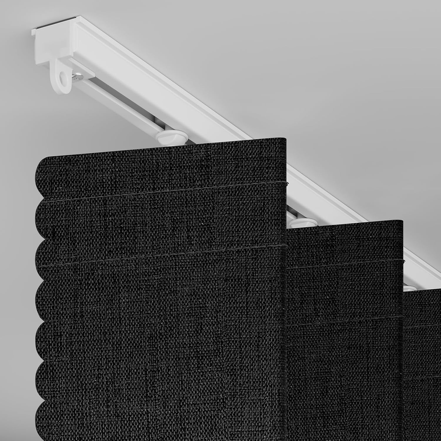 AJAZZ 100% Blackout Sliding Door Curtains for Doorways, Accordion Doors for Doorway, Magnetic Door Curtain for Bedroom Living Room Doorway Curtain Sets Included Tracks (1Panel, 43W x 79 L, Black) 43"W x 79"L (Pack of 1) Black