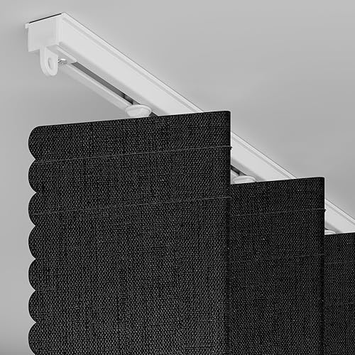 Miniatura 2 de AJAZZ - Cortinas 100% opacas para puertas correderas, puertas de acordeón, cortina magnética para dormitorio, sala de estar, riel incluido (1 panel,