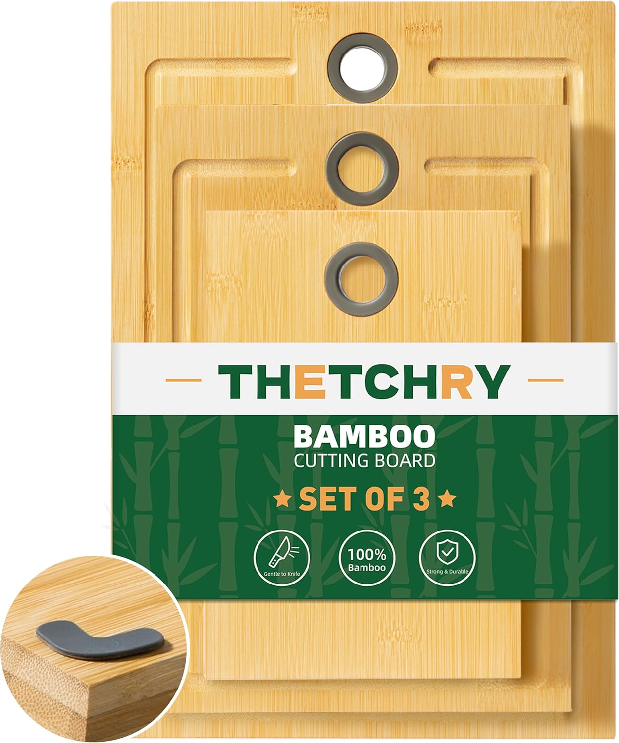 Organic Bamboo Cutting Board Set of 3, Wooden Cutting Boards Set for Kitchen with Juice Groove & Tilt Handle, Non-Slip Non Toxic, Charcuterie Butcher Block Wood Serving & Chopping Board Organic Bamboo Cutting Board Set of 3, Wooden Cutting Boards Set for Kitchen with Juice Groove & Tilt Handle, Non-Slip Non Toxic, Charcuterie Butcher Block Wood Serving & Chopping Board