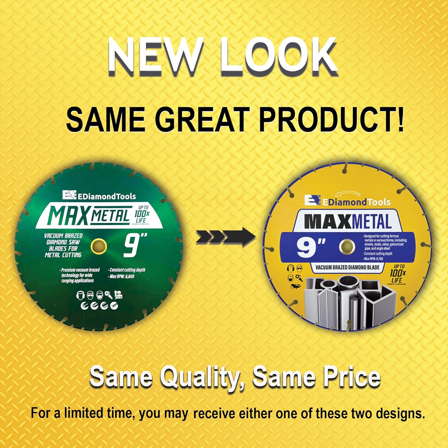 9" Diamond Cut Off Wheel for Handheld Saws, Metal Cutting Blade for Rebar, Steel, Iron, Copper, 7/8"-5/8" Arbor, 1 PC